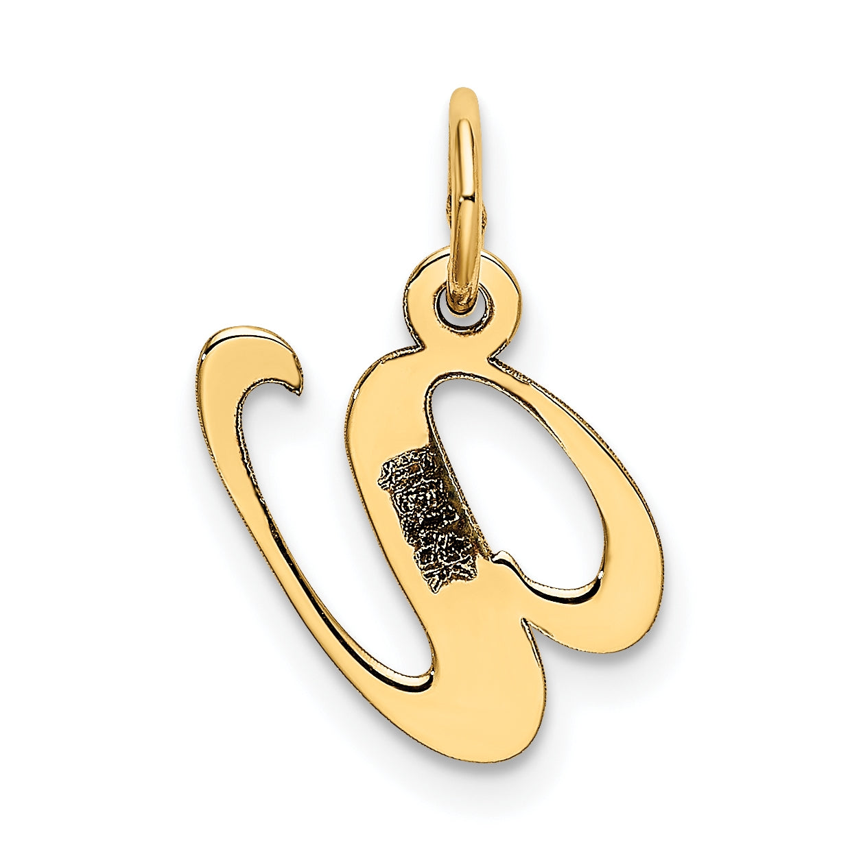 10K Yellow Gold Small Fancy Script Initial V Charm
