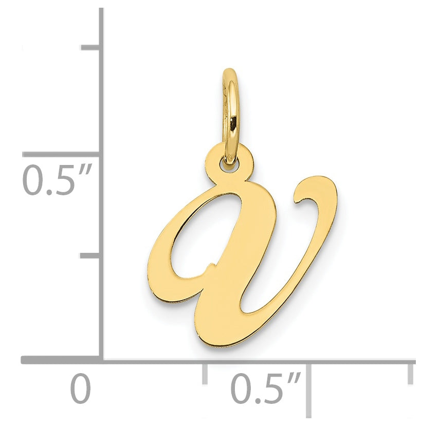10K Yellow Gold Small Fancy Script Initial V Charm