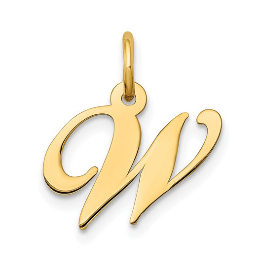 10K Yellow Gold Small Fancy Script Initial W Charm