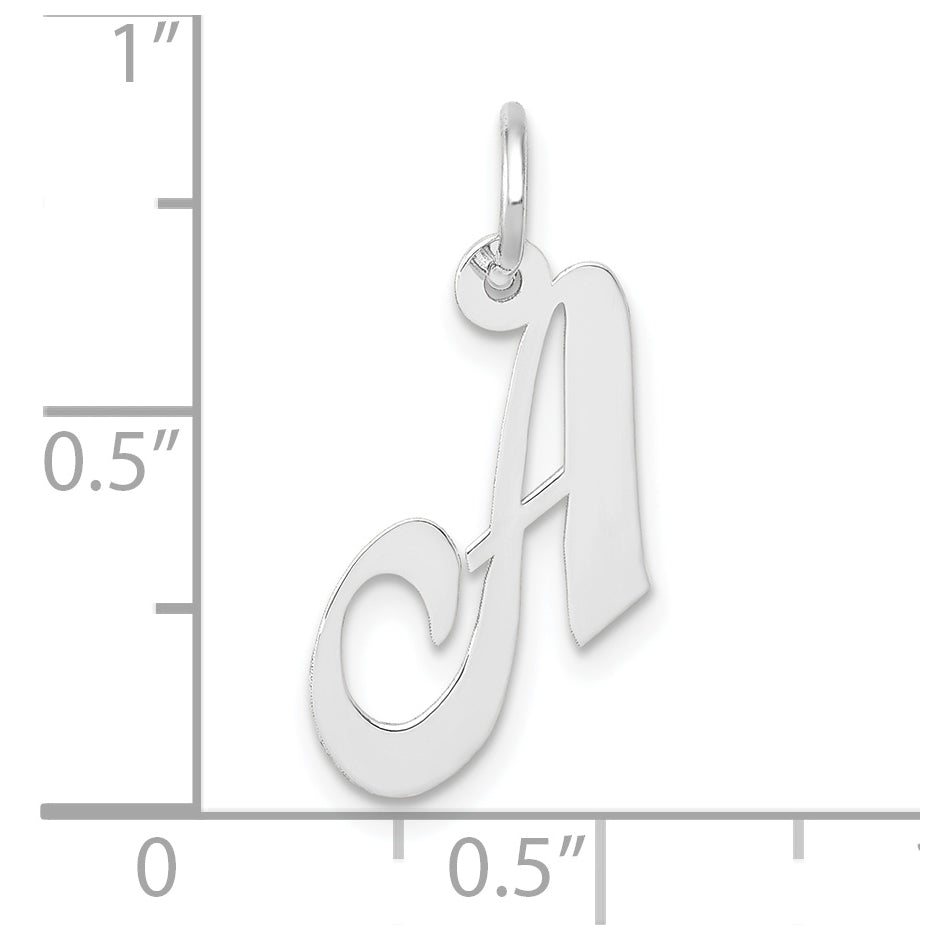 10k White Gold Small Fancy Script Initial A Charm