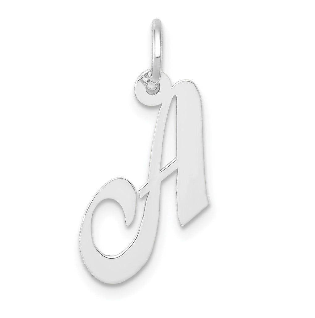 10k White Gold Small Fancy Script Initial A Charm