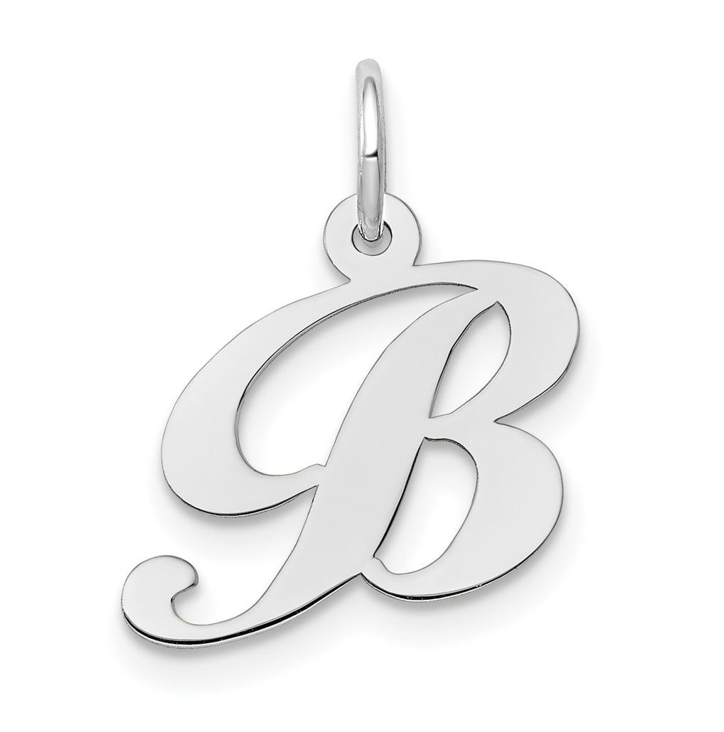 10k White Gold Small Fancy Script Initial B Charm