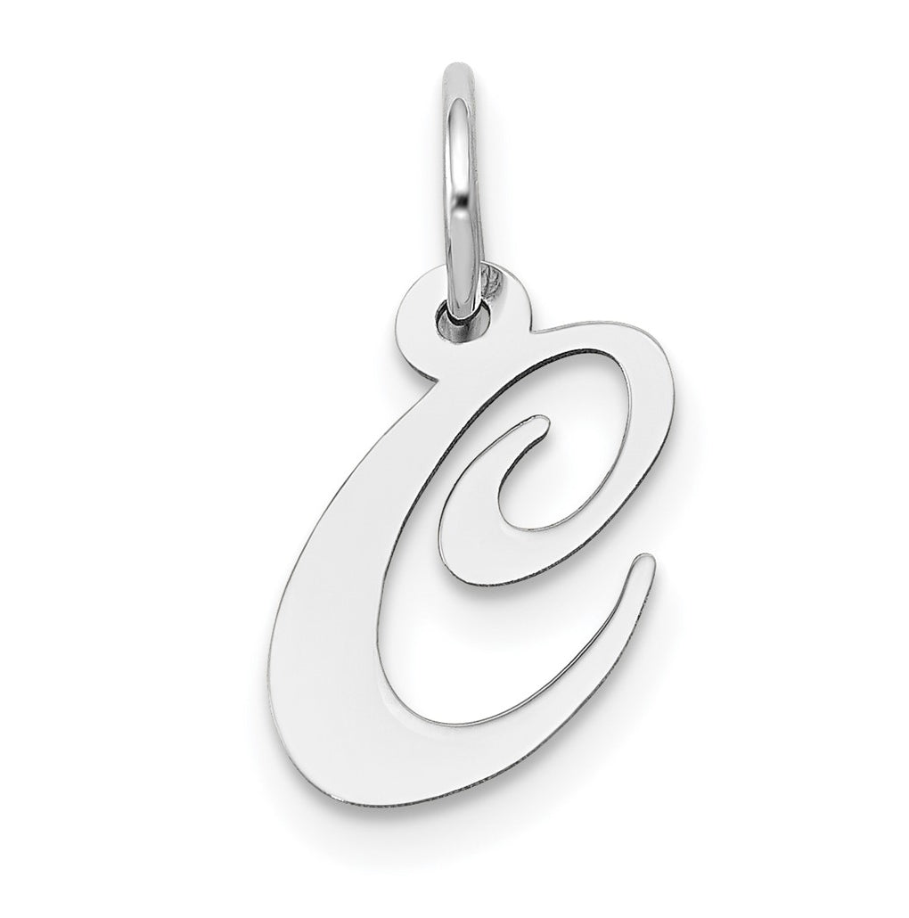 10k White Gold Small Fancy Script Initial C Charm