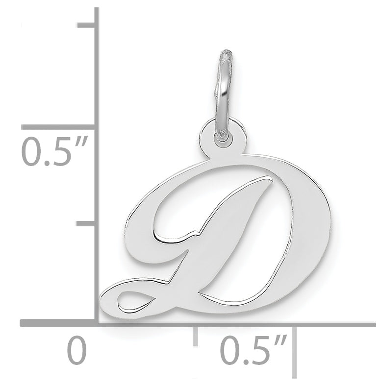 10k White Gold Small Fancy Script Initial D Charm