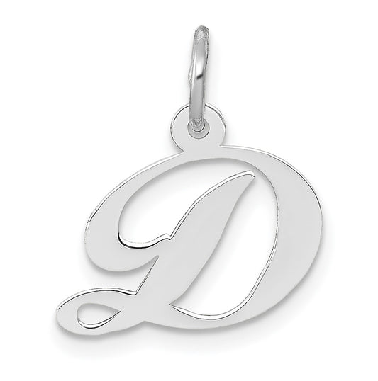 10k White Gold Small Fancy Script Initial D Charm