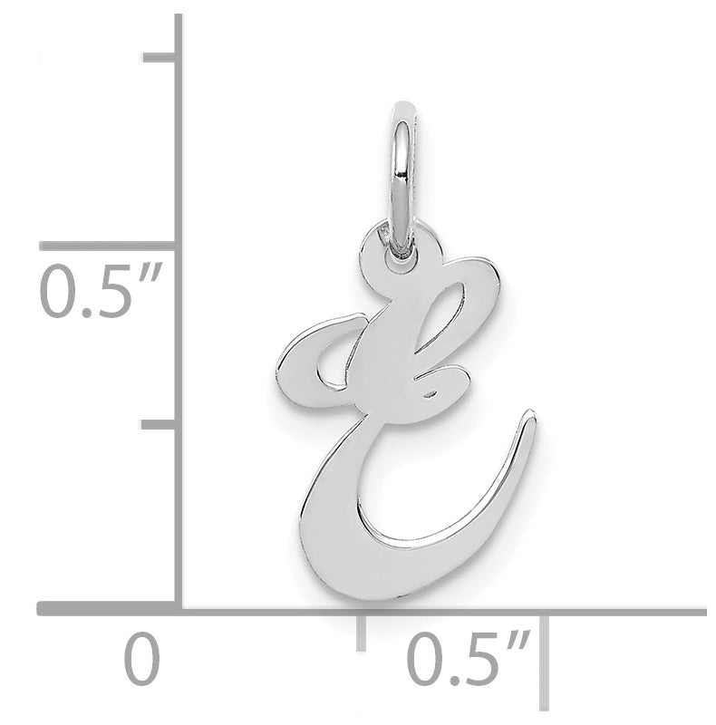 10k White Gold Small Fancy Script Initial E Charm