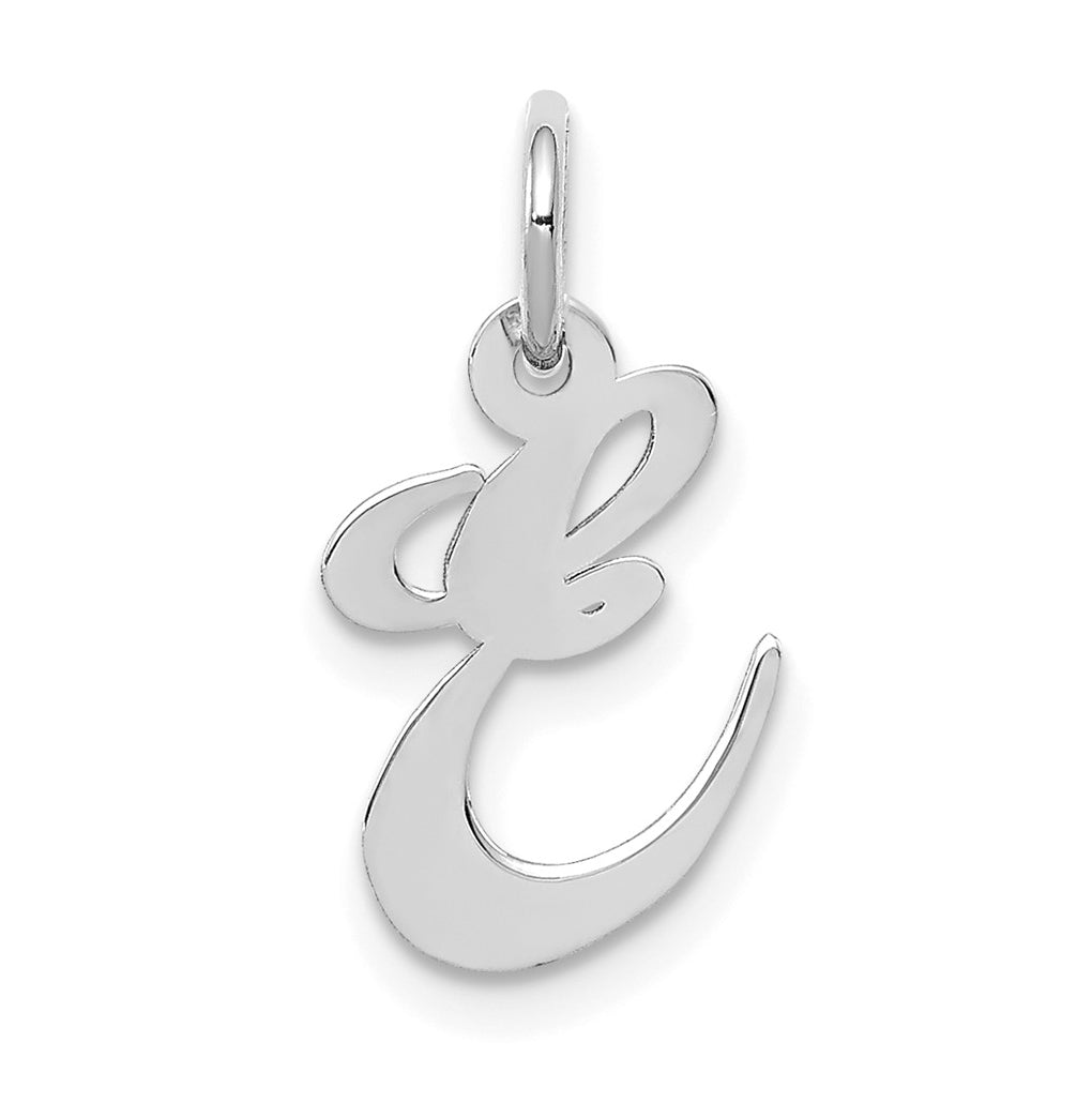 10k White Gold Small Fancy Script Initial E Charm