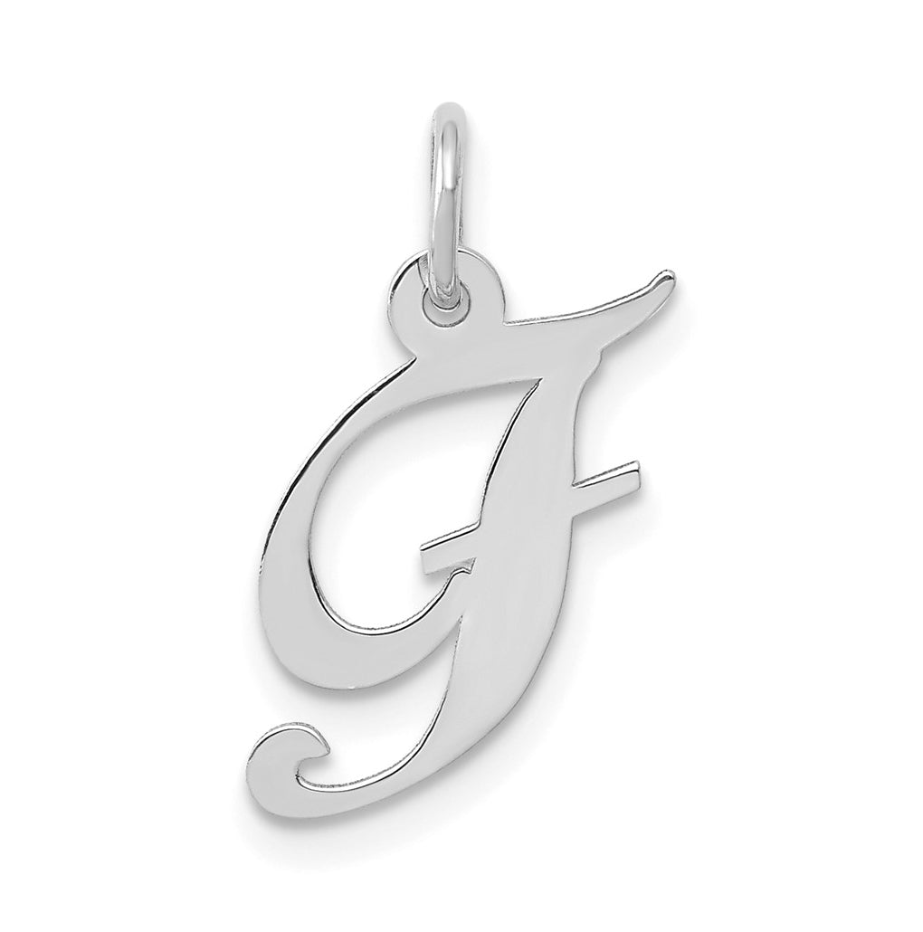 10k White Gold Small Fancy Script Initial F Charm