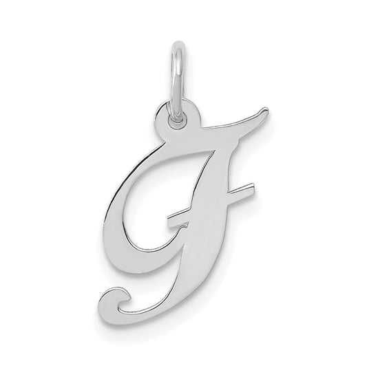 10k White Gold Small Fancy Script Initial F Charm