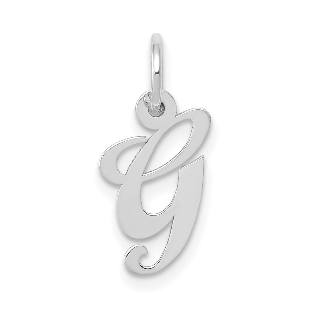 10k White Gold Small Fancy Script Initial G Charm