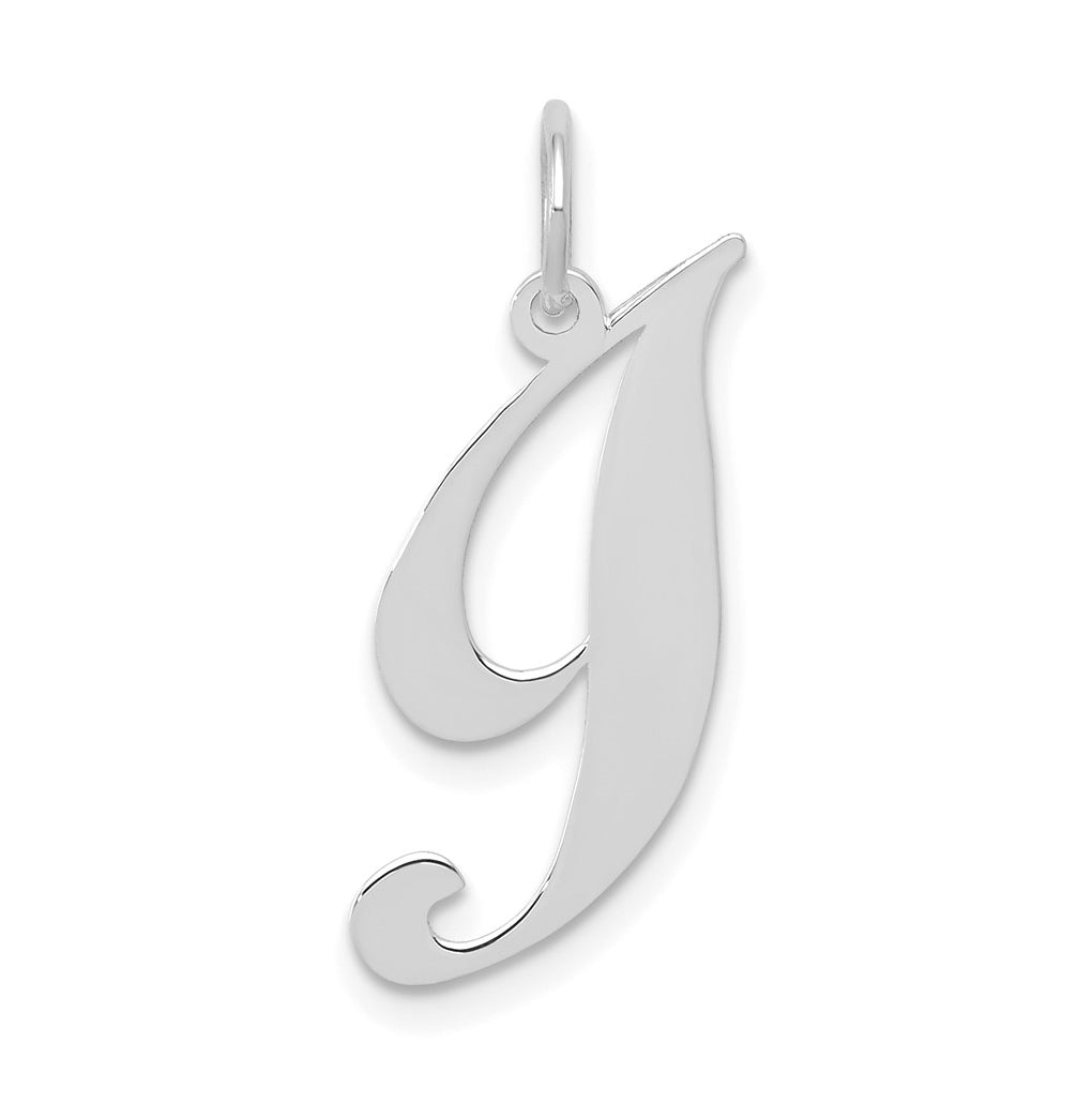 10k White Gold Small Fancy Script Initial I Charm