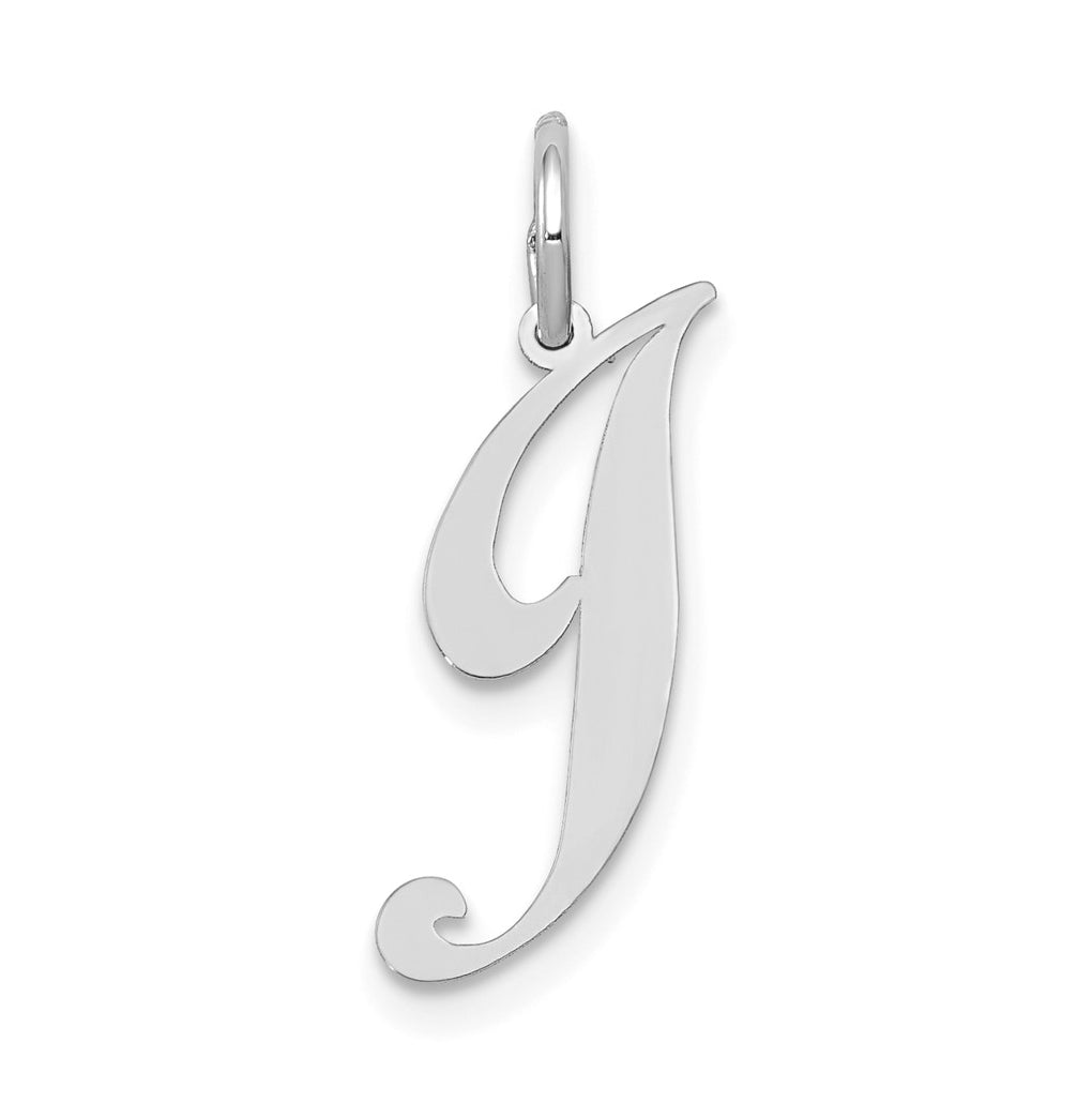 10k White Gold Small Fancy Script Initial J Charm