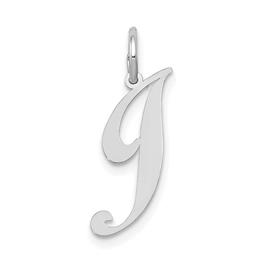 10k White Gold Small Fancy Script Initial J Charm