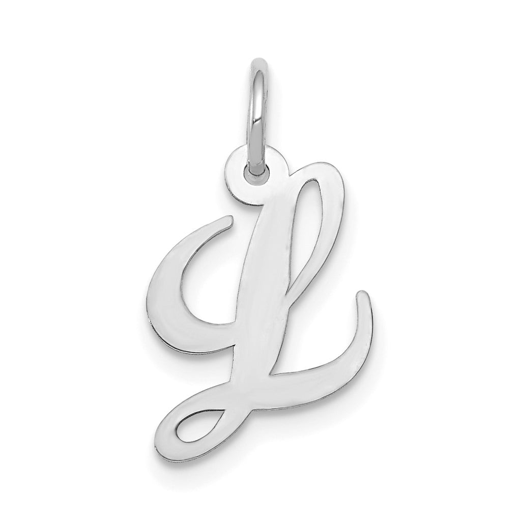 10k White Gold Small Fancy Script Initial L Charm