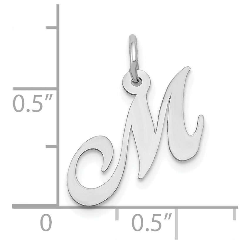 10k White Gold Small Fancy Script Initial M Charm