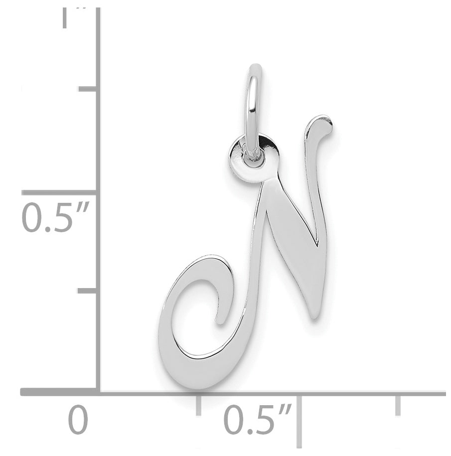 10k White Gold Small Fancy Script Initial N Charm