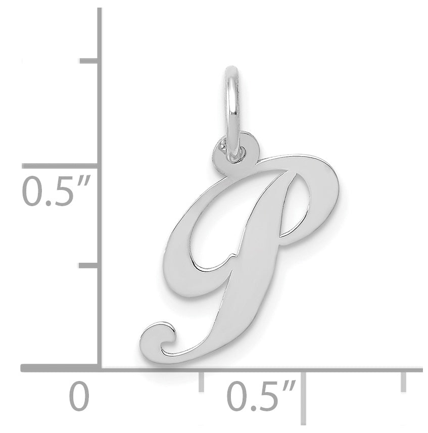 10k White Gold Small Fancy Script Initial P Charm