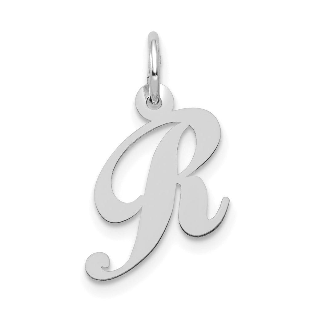 10k White Gold Small Fancy Script Initial R Charm