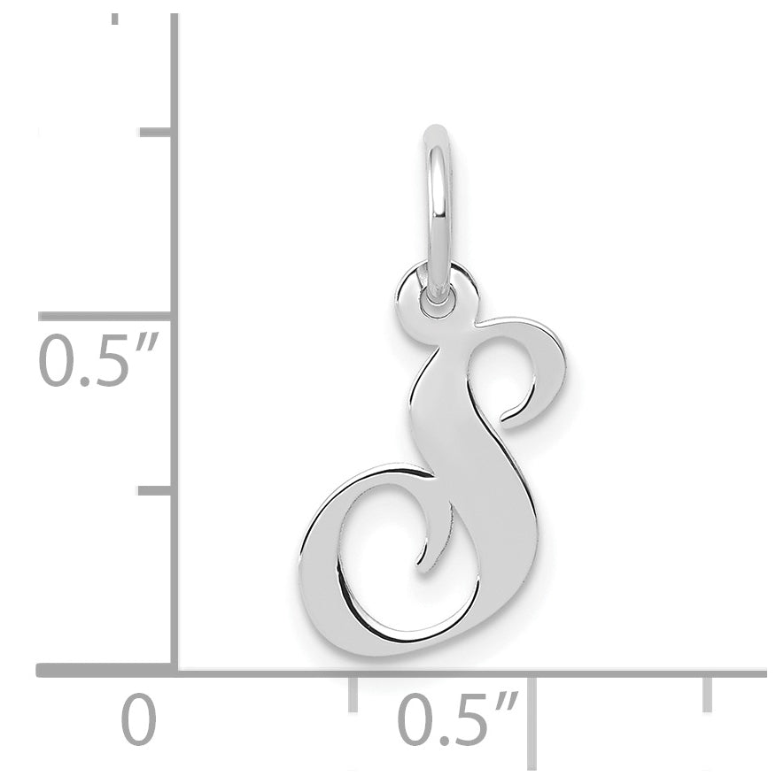 10k White Gold Small Fancy Script Initial S Charm
