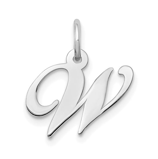 10k White Gold Small Fancy Script Initial W Charm