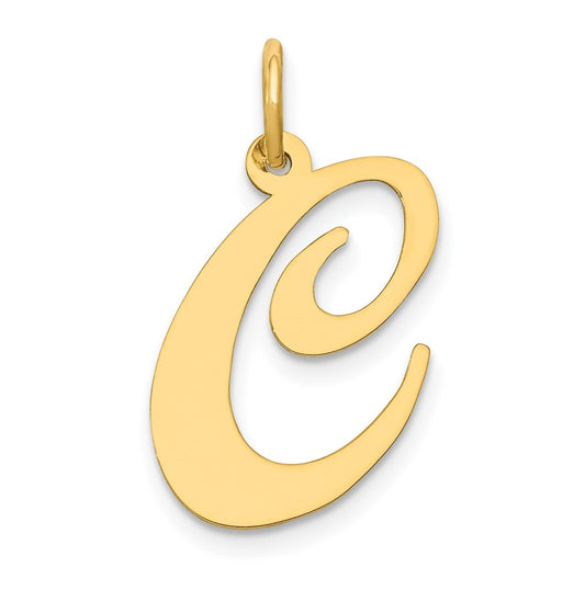 10K Yellow Gold Large Fancy Script Letter C Initial Charm
