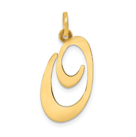 10K Yellow Gold Large Fancy Script Letter O Initial Charm