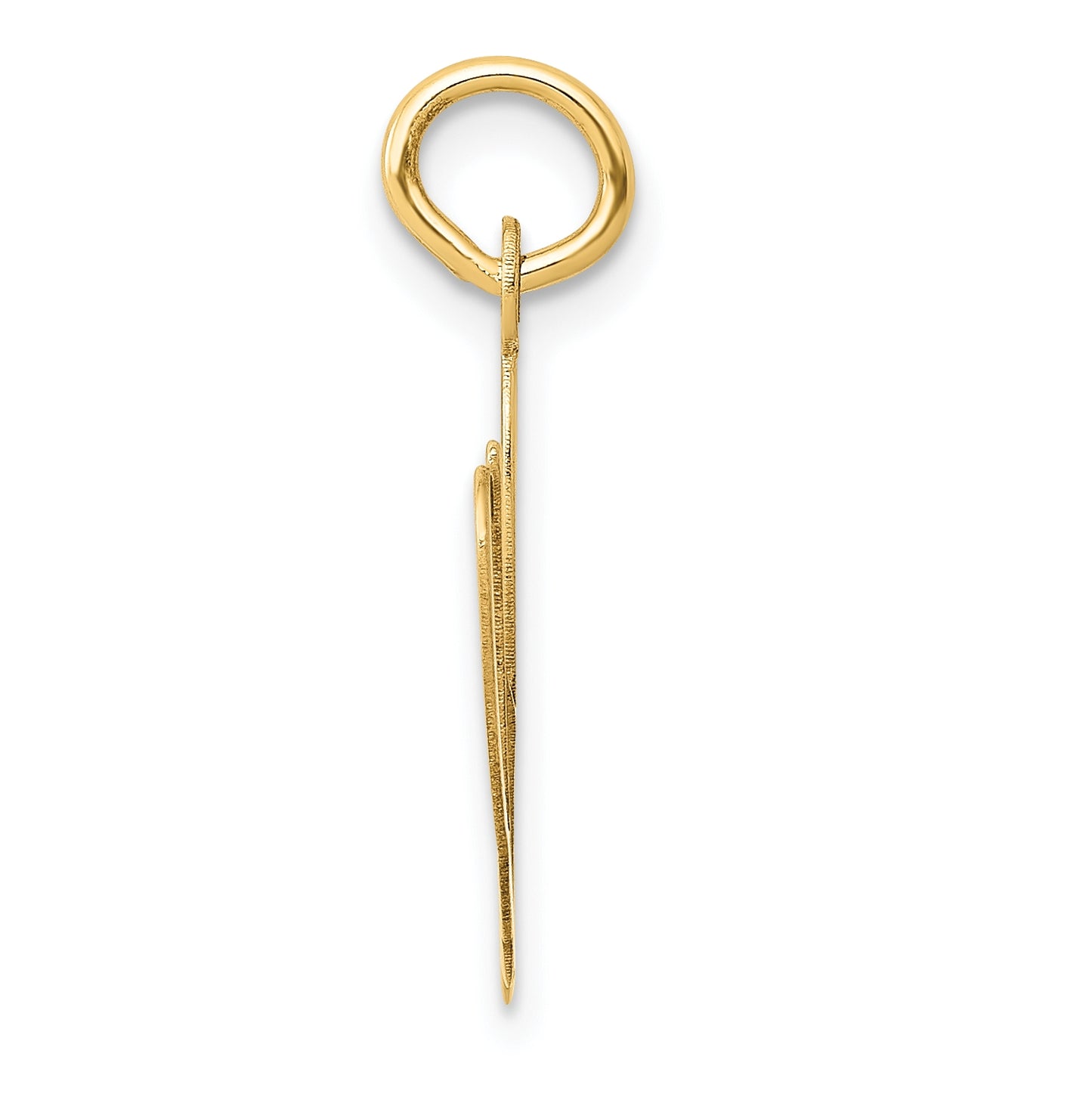 10K Yellow Gold Large Fancy Script Letter W Initial Charm