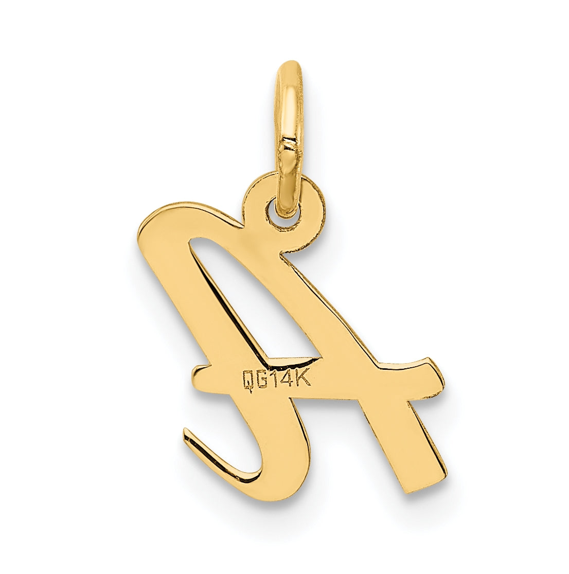 10K Yellow Gold Small-Script Initial A Letter Charm