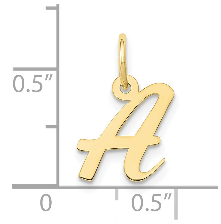 10K Yellow Gold Small-Script Initial A Letter Charm