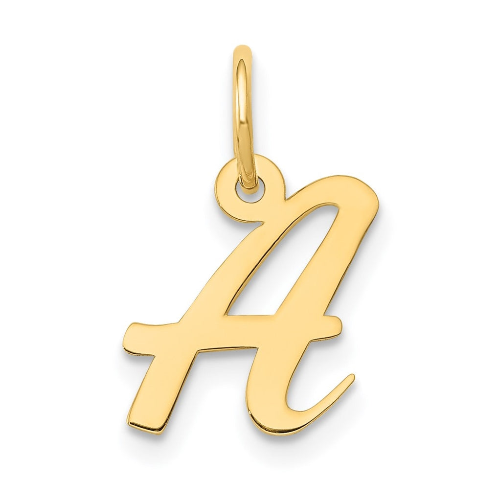 10K Yellow Gold Small-Script Initial A Letter Charm