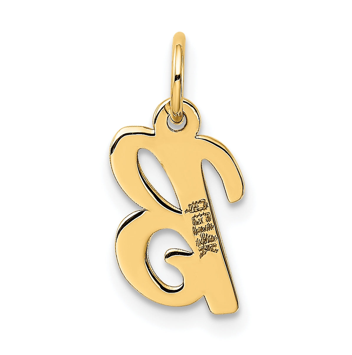 10K Yellow Gold Small-Script Initial B Letter Charm