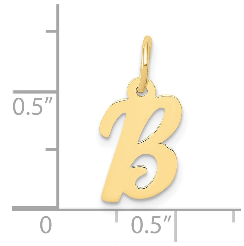 10K Yellow Gold Small-Script Initial B Letter Charm