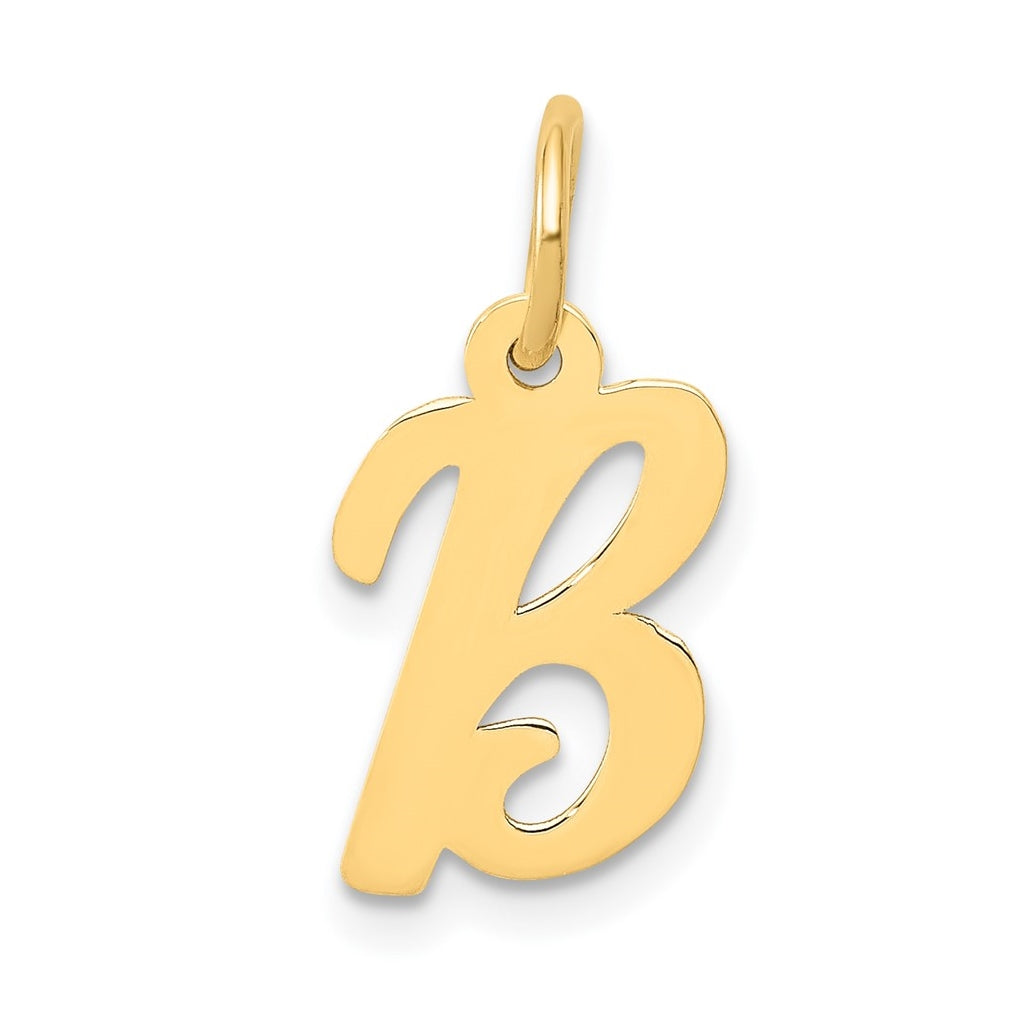 10K Yellow Gold Small-Script Initial B Letter Charm
