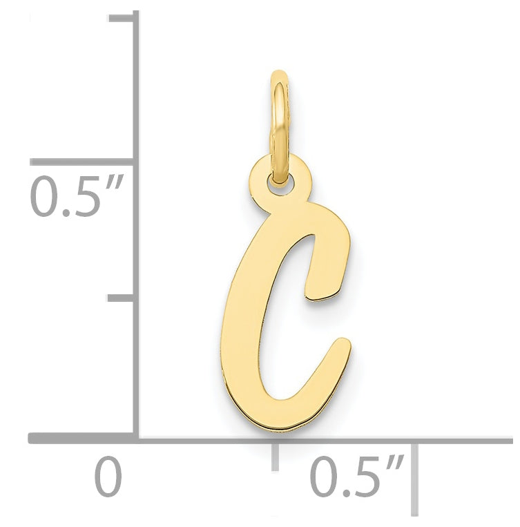 10K Yellow Gold Small-Script Initial C Letter Charm