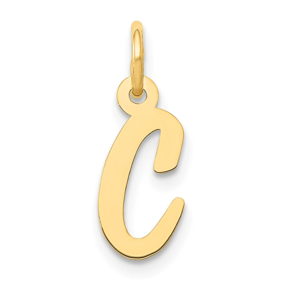 10K Yellow Gold Small-Script Initial C Letter Charm