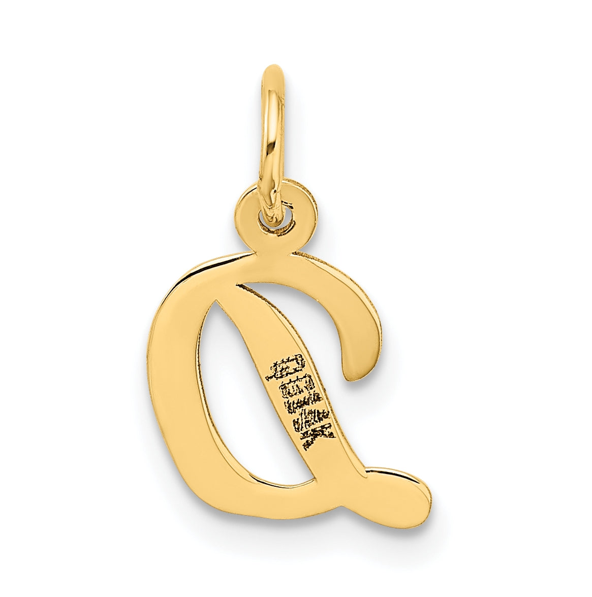 10K Yellow Gold Small-Script Initial D Letter Charm
