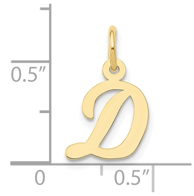 10K Yellow Gold Small-Script Initial D Letter Charm