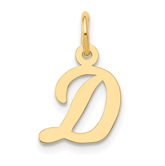10K Yellow Gold Small-Script Initial D Letter Charm