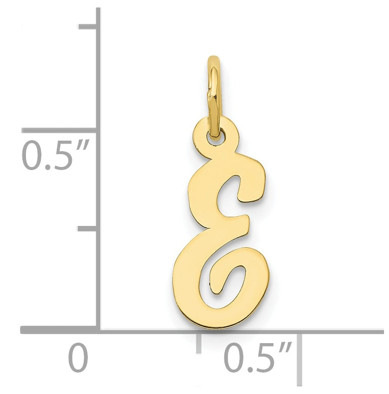 10K Yellow Gold Small-Script Initial E Letter Charm