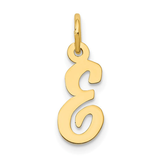 10K Yellow Gold Small-Script Initial E Letter Charm