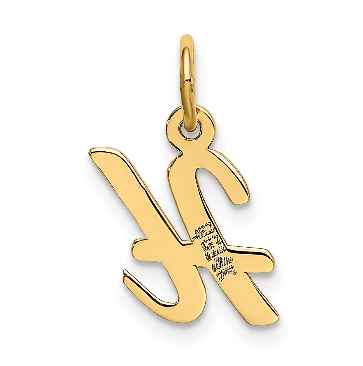 10K Yellow Gold Small-Script Initial H Letter Charm