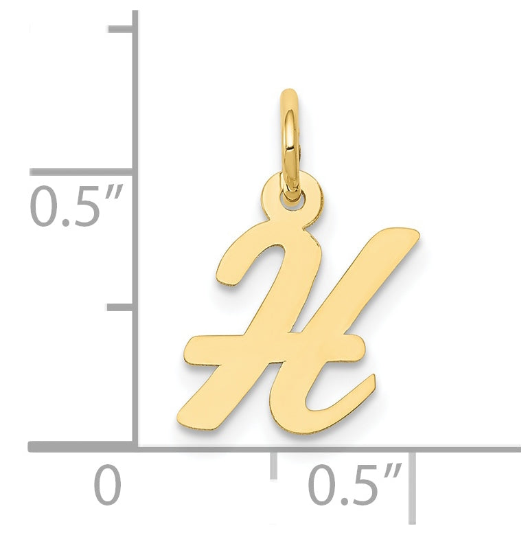 10K Yellow Gold Small-Script Initial H Letter Charm