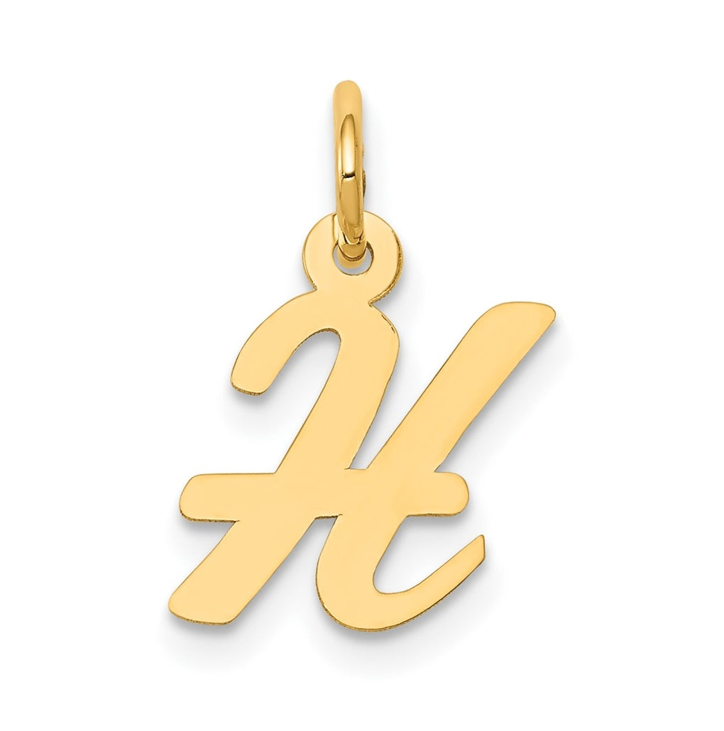 10K Yellow Gold Small-Script Initial H Letter Charm