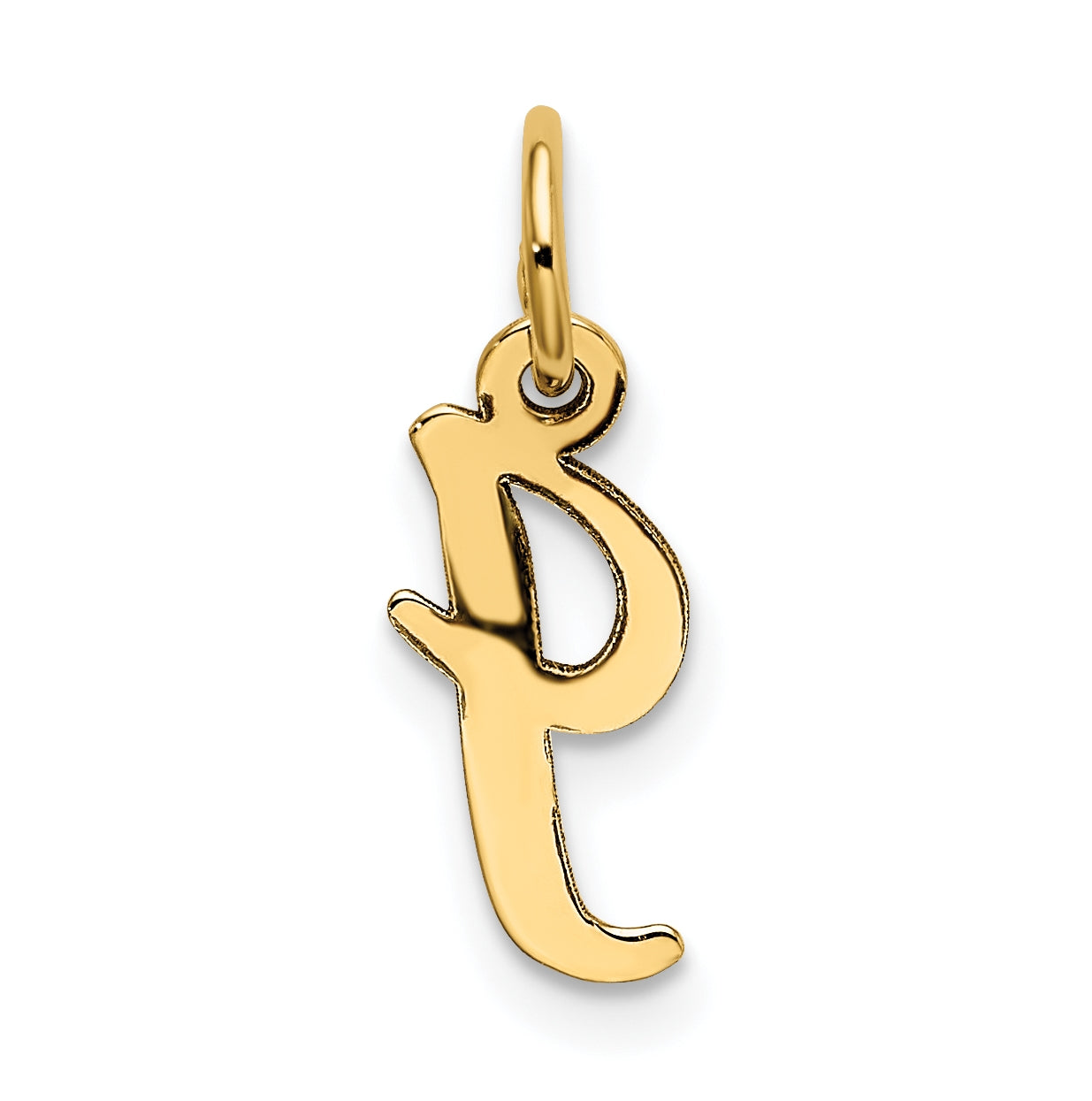 10K Yellow Gold Small-Script Initial I Letter Charm