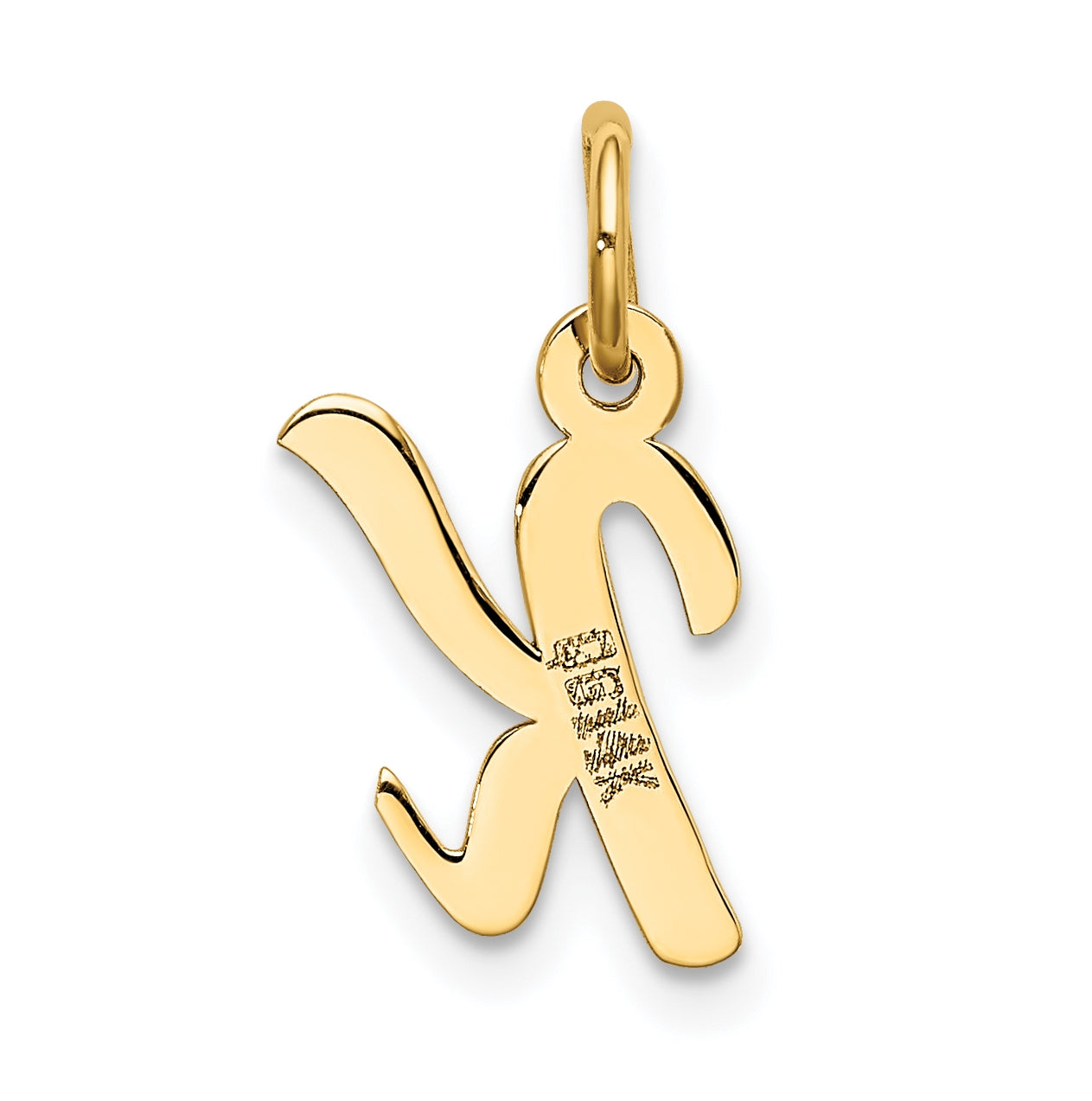 10K Yellow Gold Small-Script Initial K Letter Charm