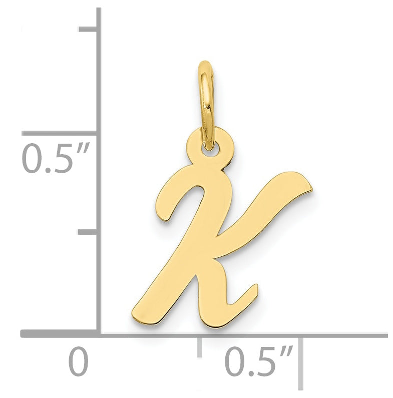 10K Yellow Gold Small-Script Initial K Letter Charm