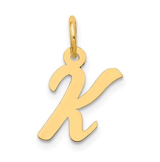 10K Yellow Gold Small-Script Initial K Letter Charm