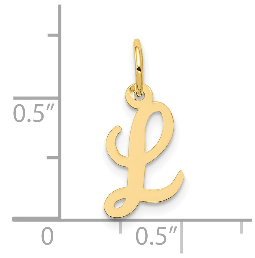 10K Yellow Gold Small-Script Initial L Letter Charm