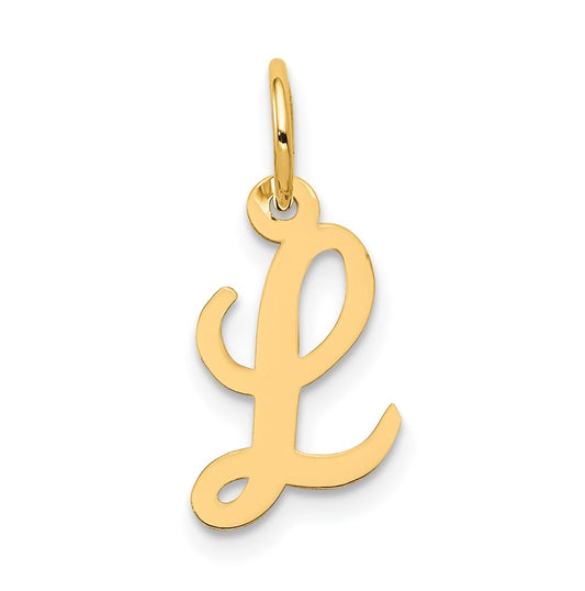 10K Yellow Gold Small-Script Initial L Letter Charm