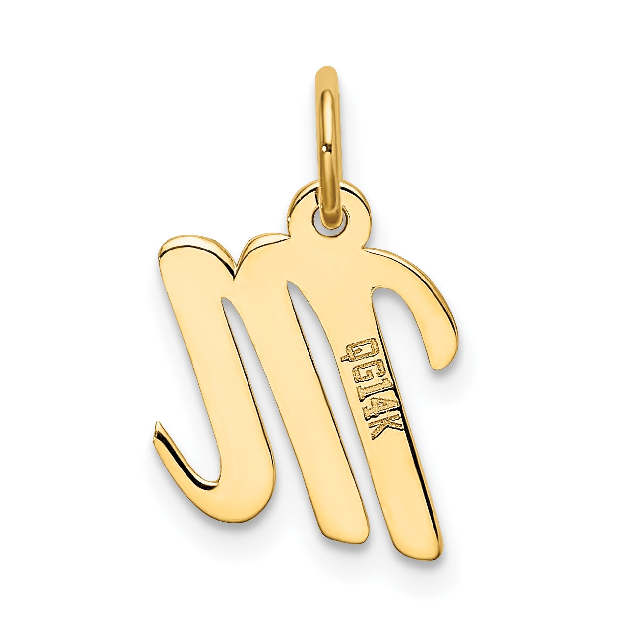 10K Yellow Gold Small-Script Initial M Letter Charm